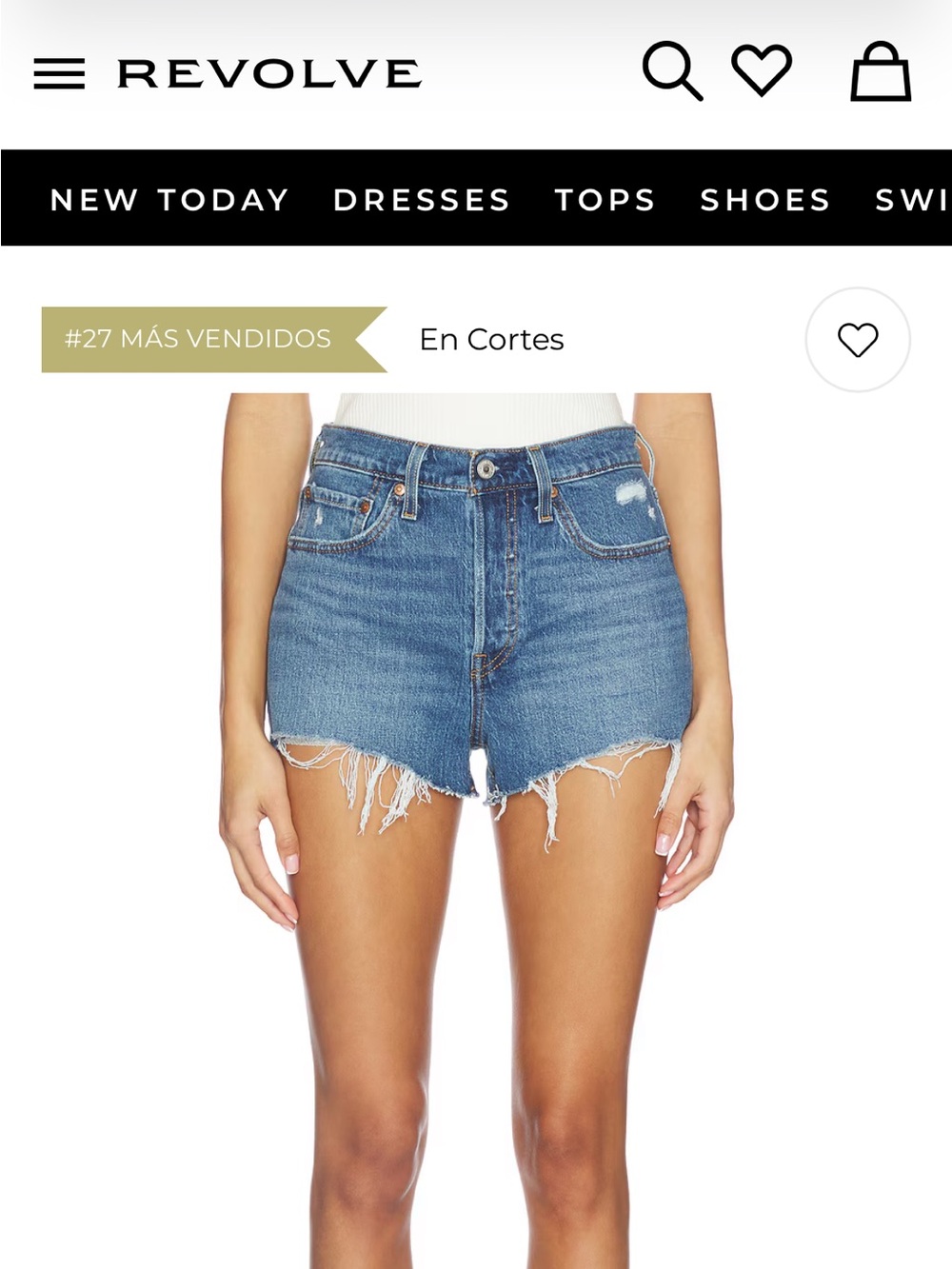 Levi's High-Rise Distressed Denim Shorts - Blue